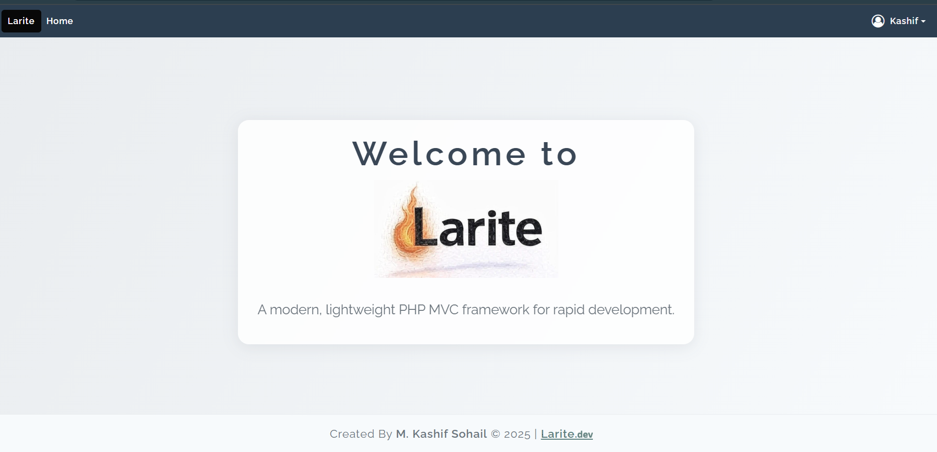 Larite Welcome Page